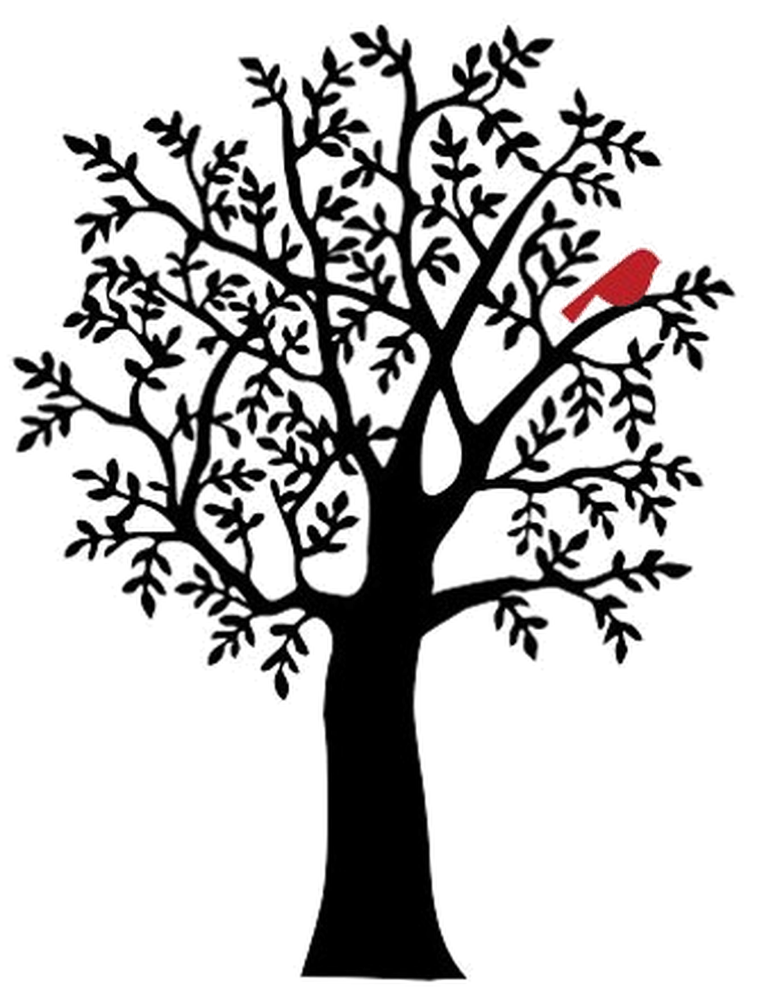 Red Bird Creations logo — a black leafy tree with a single red bird perched in its branches